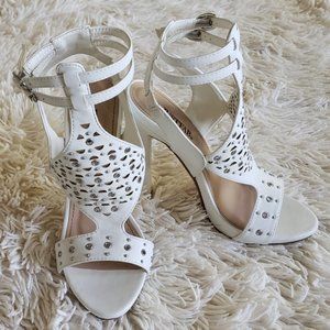 JustFab white heels